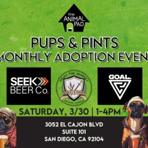 Pups & Pints – Monthly Adoption Event